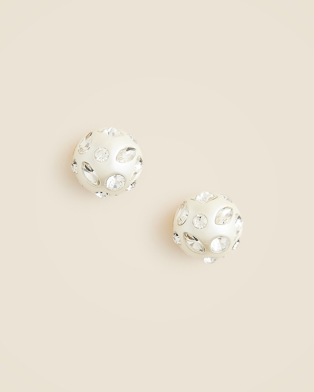 Crystal-embellished pearl stud earrings | J. Crew US