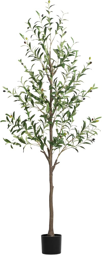 Olive Tree Artificial Indoor, 6 FT Faux Olive Trees with Planter, Fake Tall Plants with Natural T... | Amazon (US)