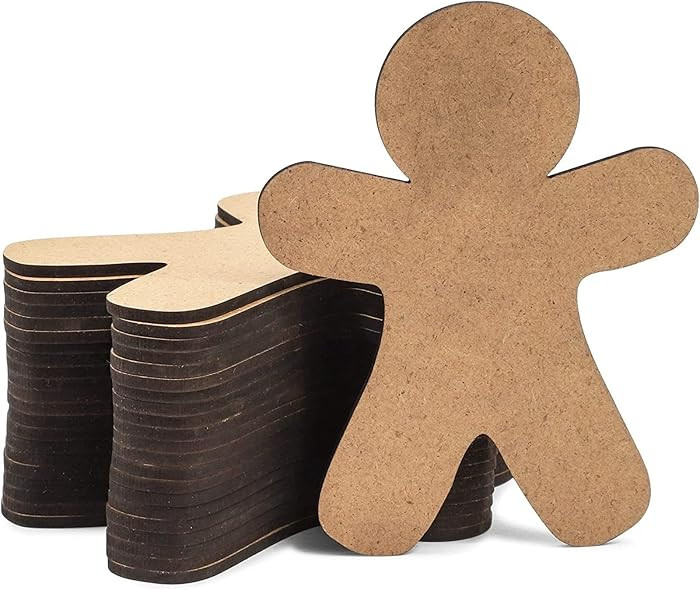 Bright Creations 24 Pack Wooden Gingerbread Men for Crafts, Wood DIY Christmas Ornaments, Festive... | Amazon (US)