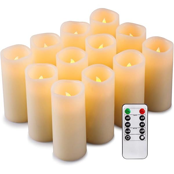 Antizer Flameless Candles Led Candles Pack of 9 (H 4" 5" 6" 7" 8" 9" x D 2.2") Ivory Real Wax Batter | Amazon (US)