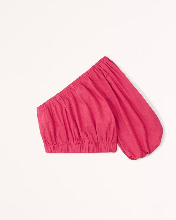 One-Shoulder Linen-Blend Set Top | Abercrombie & Fitch (US)