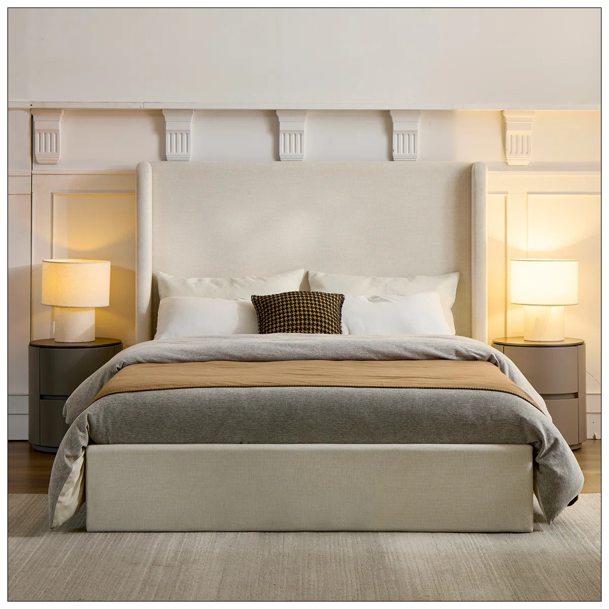 Gerhart Upholstered Wingback Platform Bed with Metal Frame | Wayfair North America