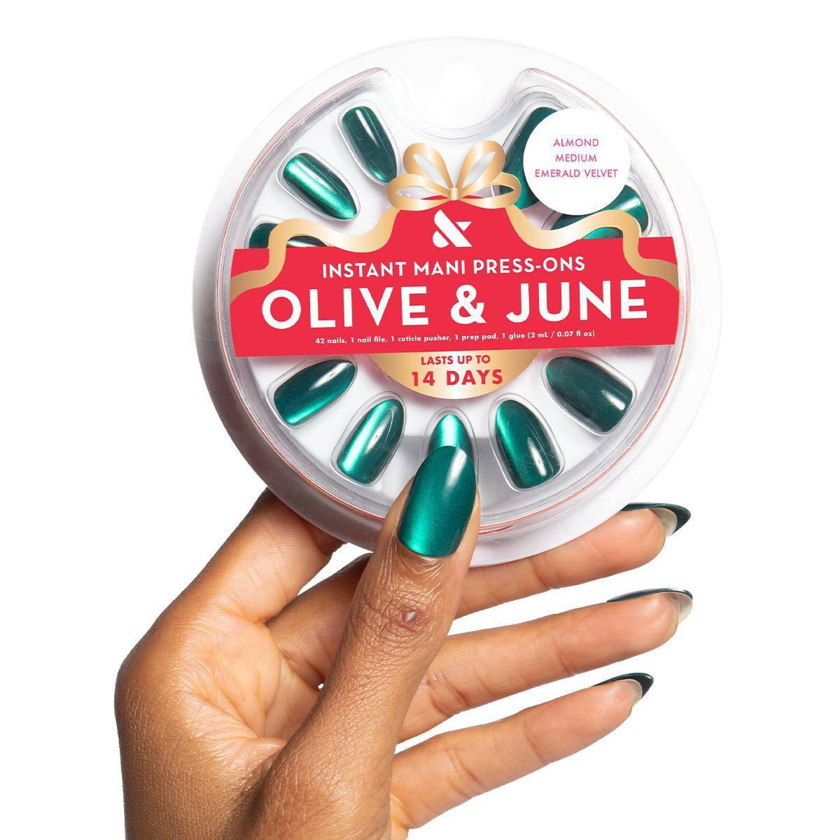 Olive & June Press-On Fake Nails - M Almond - Emerald Velvet - 42ct | Target