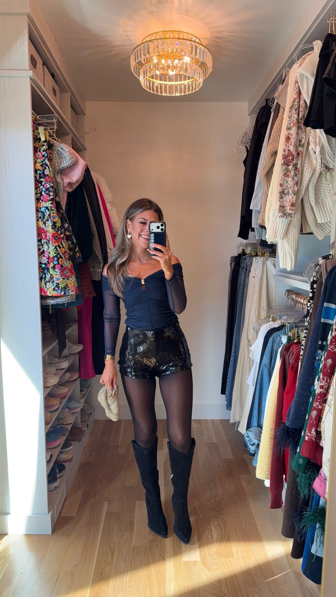Black Friday deals at Abercrombie black sequin shorts styled with navy long sleeve top and boots

Abercrombie code: CYBERAF

Wearing xs in shorts
Smalls in tops

Holiday outfits
Sequin shorts
Long sleeve tops
Date night

#LTKSeasonal #LTKHoliday #LTKCyberWeek