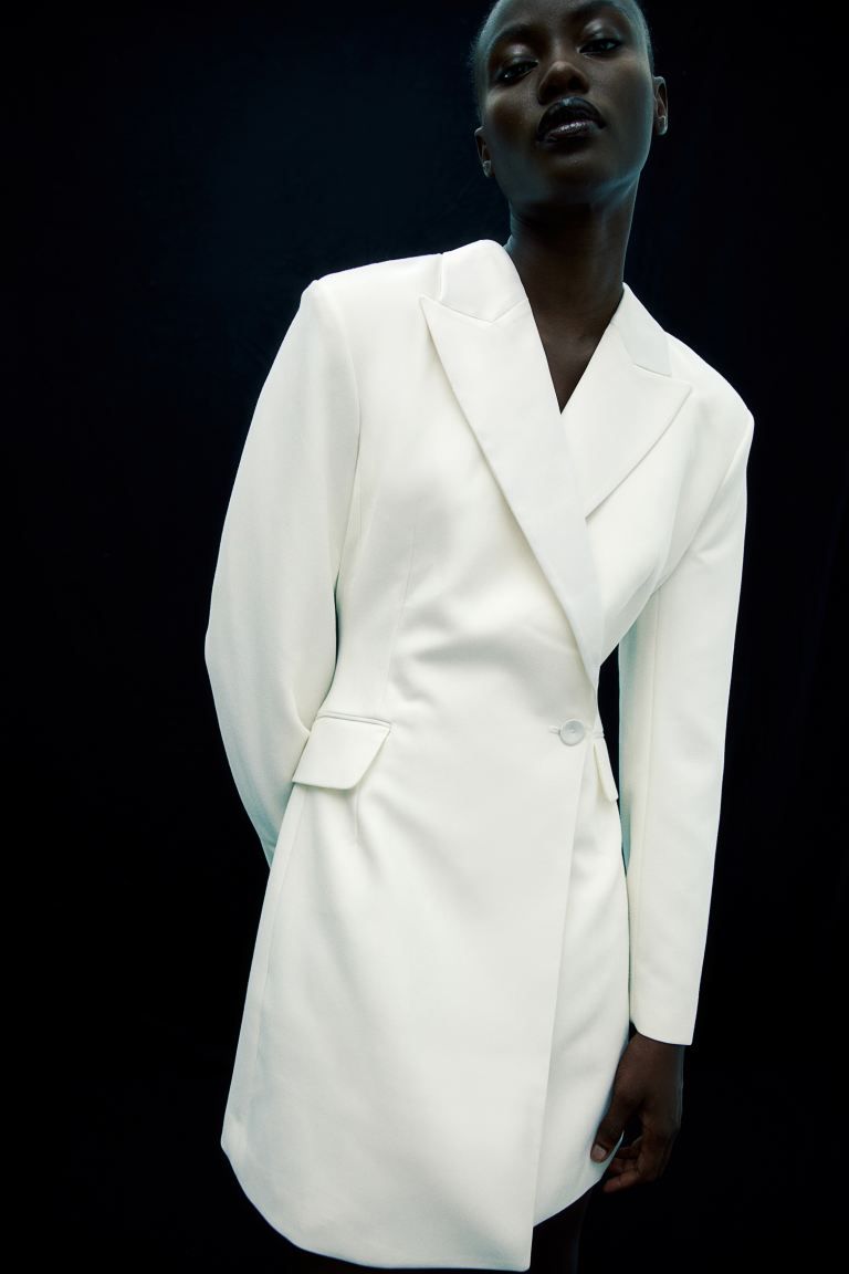 Fitted blazer dress - White - Ladies | H&M GB | H&M (UK, MY, IN, SG, PH, TW, HK)