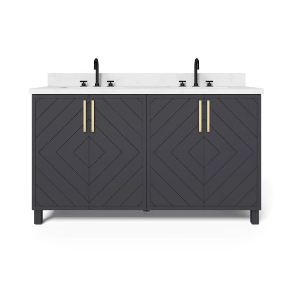 Keiera 60" Double Bathroom Vanity with Engineered Stone Top | Wayfair North America