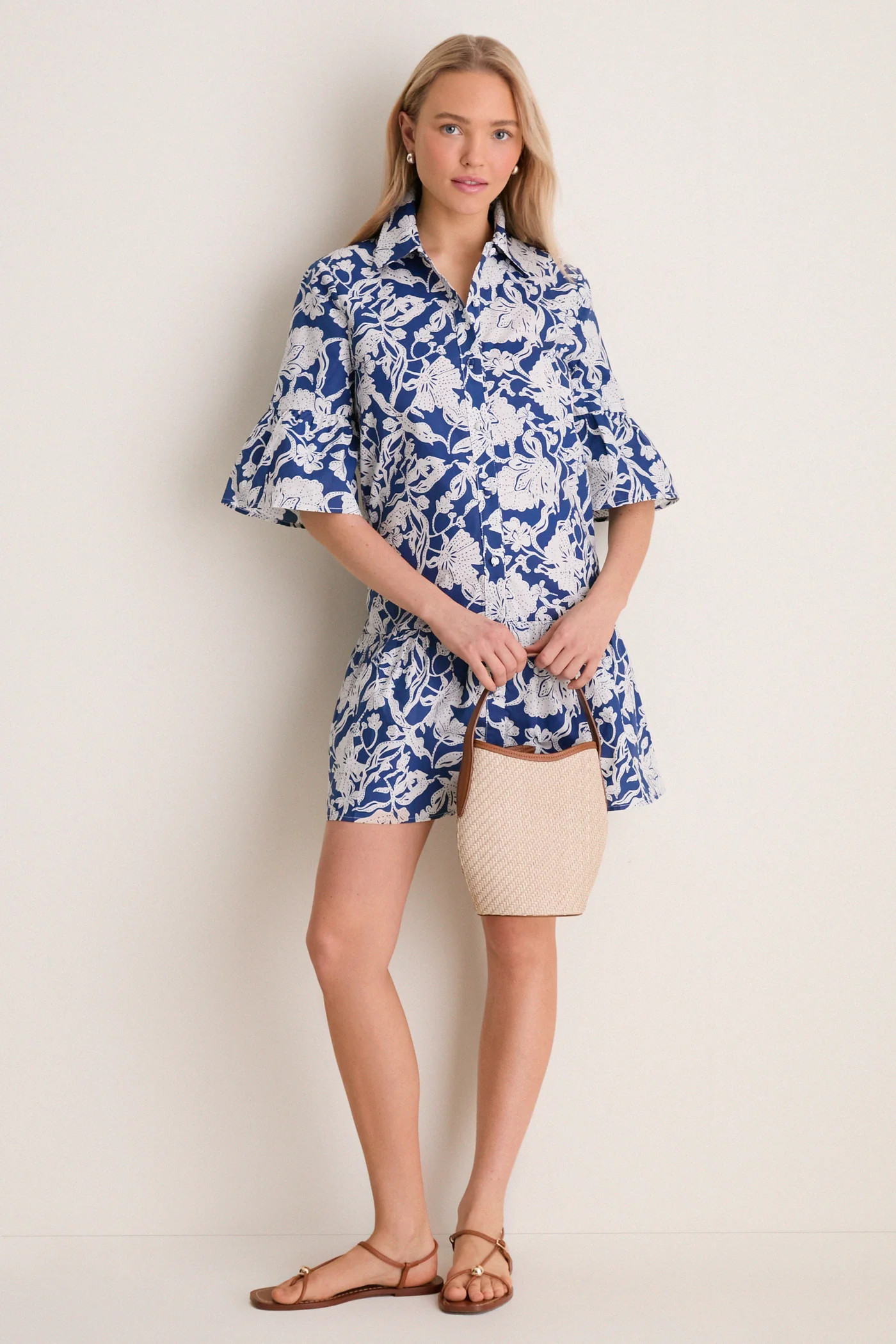 Navy Multi Floral Vera Shirt Dress | Tuckernuck (US)
