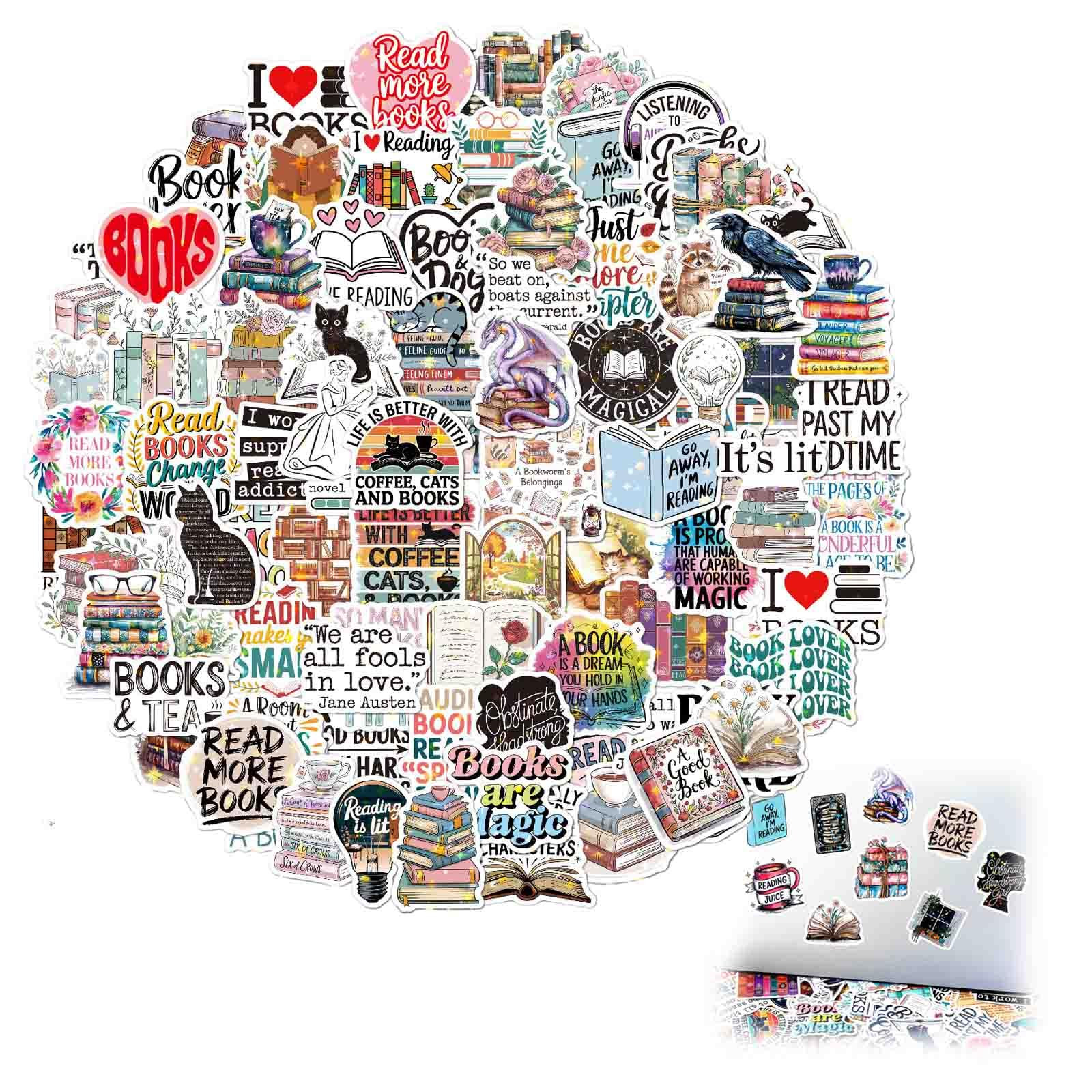 100 Pcs Bookish Stickers for Ebook, Waterproof Vinyl Scrapbook Stickers, Small Sticker for Laptop... | Amazon (US)