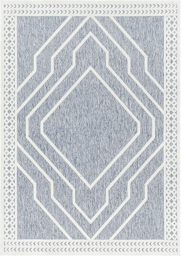Mark&Day Outdoor Rugs, 6x9 Cheney Modern Indoor/Outdoor Denim Area Rug, Non Shedding Blue Beige C... | Amazon (US)