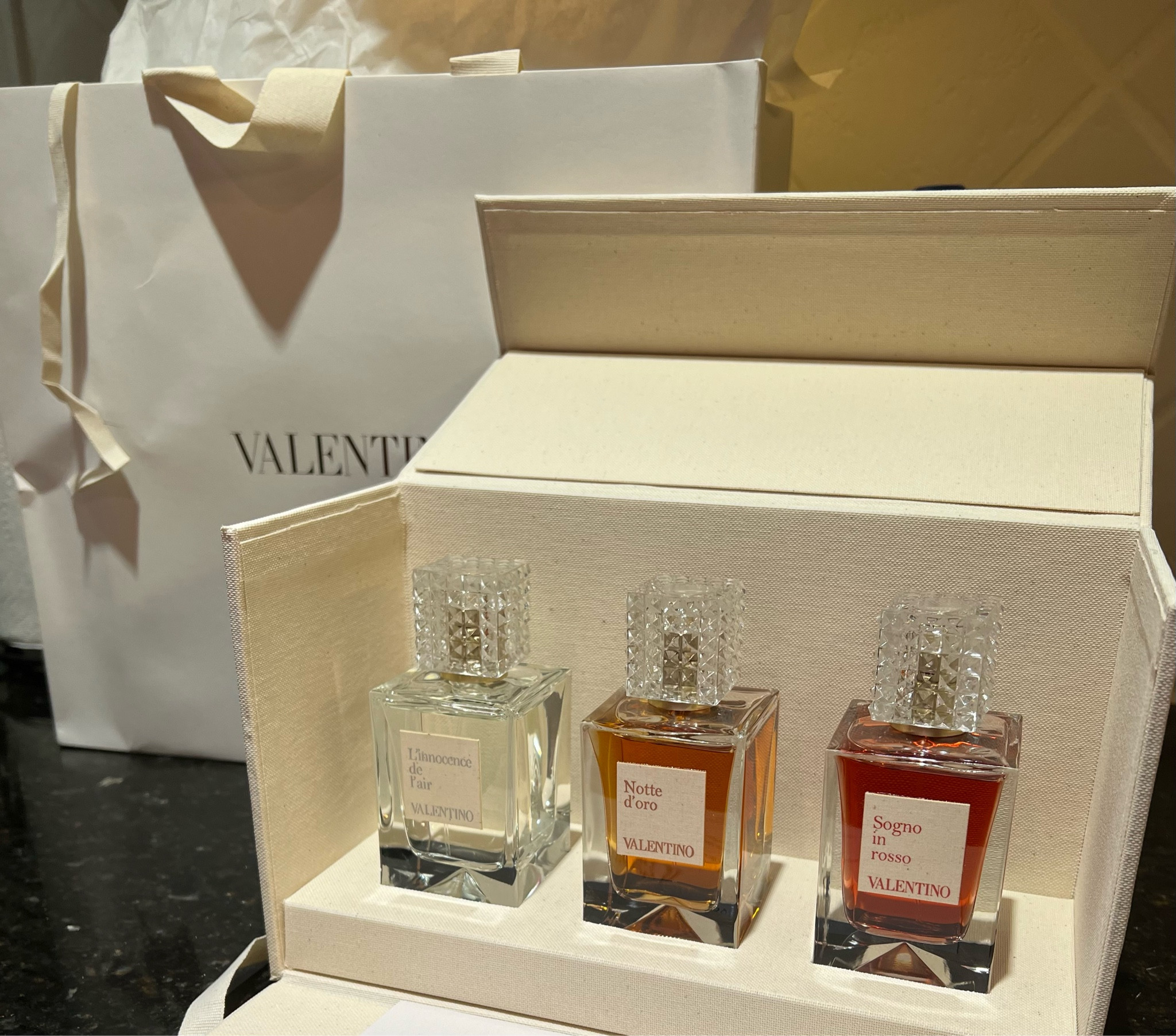 Anatomy of Dreams Collection! 
1. L'Innocence De L’air Parfum- Centifolia Rose & Green Tangerine (Fresh Floral Rose)
2. Notte D’oro Parfum- Oud & Almond Accord (Woody Amber)
3. Sogno In Rosso Parfum- Black Pepper, Vanilla Bourbon, Italian Milk Foam Accord (Ambery Spicy)


#LTKBeauty #LTKselfcare