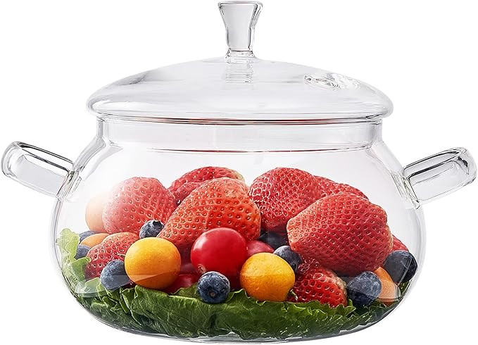 Glass Cookware Glass Pot, 2.5 Quart Glass Saucepan Simmer Pot With Lid, Microwave, Stove and Dish... | Amazon (US)