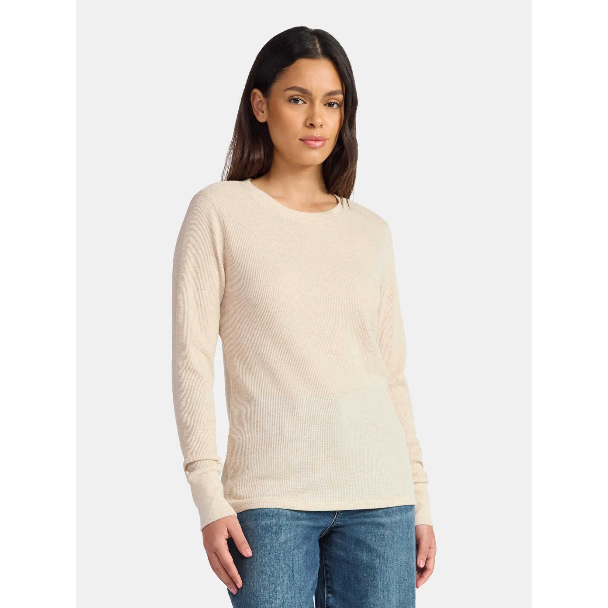 Time and Tru Women's Thermal Tee with Long Sleeves, Size XS-XXXL | Walmart (US)