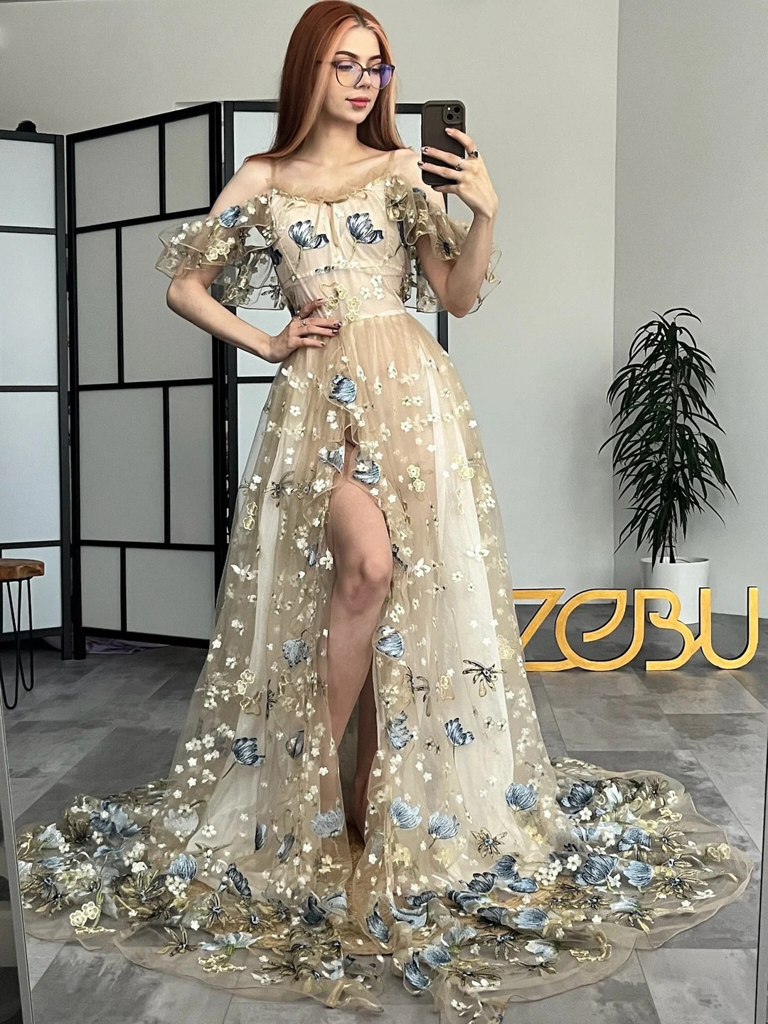 Floral Tulle Maternity dress for photoshoot, Boho Maternity gown baby shower, Photo shoot dress, ... | Etsy (US)