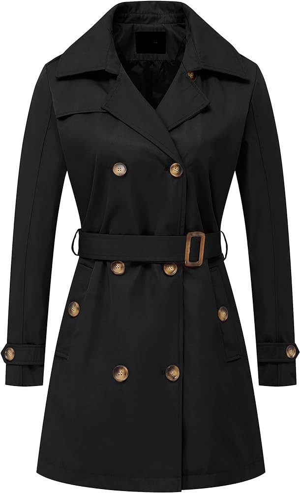 Chrisuno Women's Double Breasted Trench Coats Mid-Length Belted Overcoat Long Dress Jacket with D... | Amazon (US)