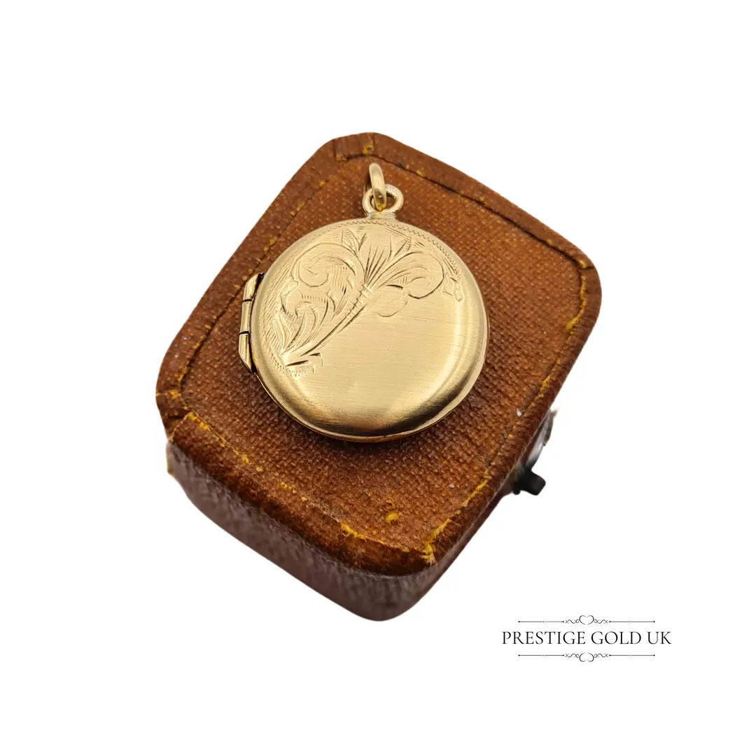 Vintage 9ct Gold Photo Locket, Engraved Floral Design, Hallmarked Chester 1958, 18mm Round Openin... | Etsy (US)