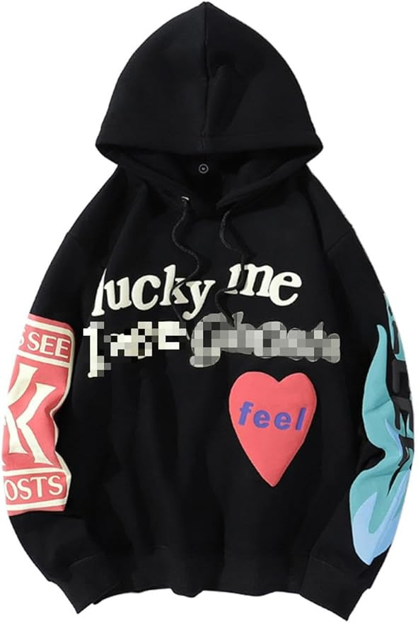 WINKEEY Unisex Lucky Me Ghosts Sweatshirt Rapper Long Sleeve Hip Pop Hooded Hoodie for Women | Amazon (US)