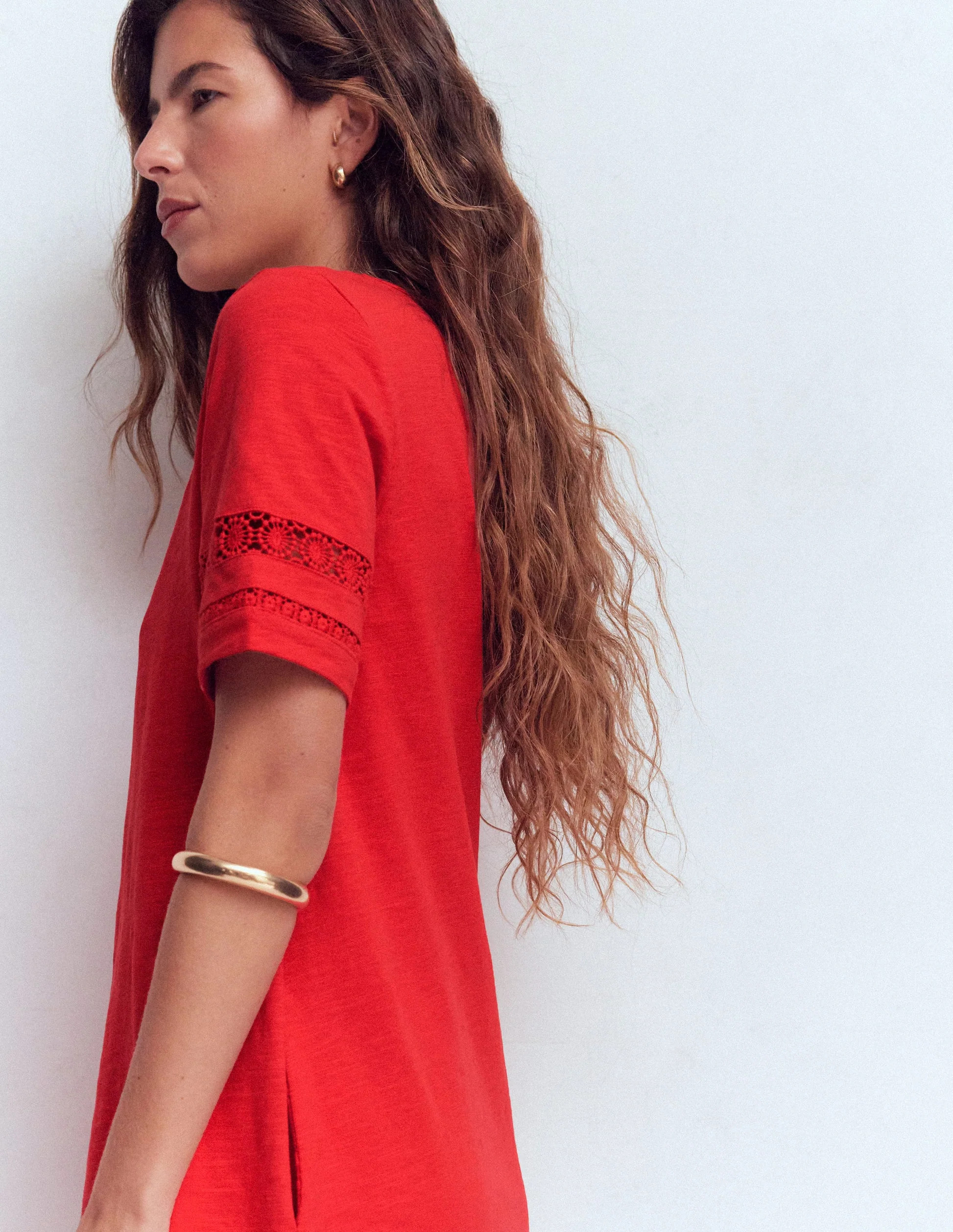 Hattie Jersey T-shirt Dress-Red Coral | Boden (US)