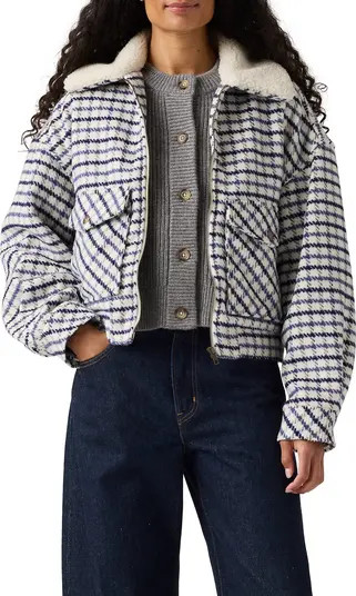 '90s Shrunken Trucker Jacket with Faux Shearling Collar | Nordstrom