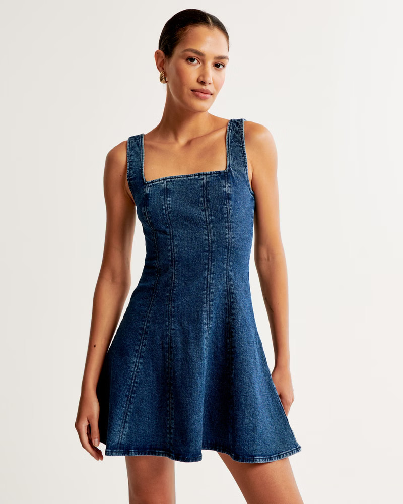 Seamed Denim Mini Dress | Abercrombie & Fitch (US)