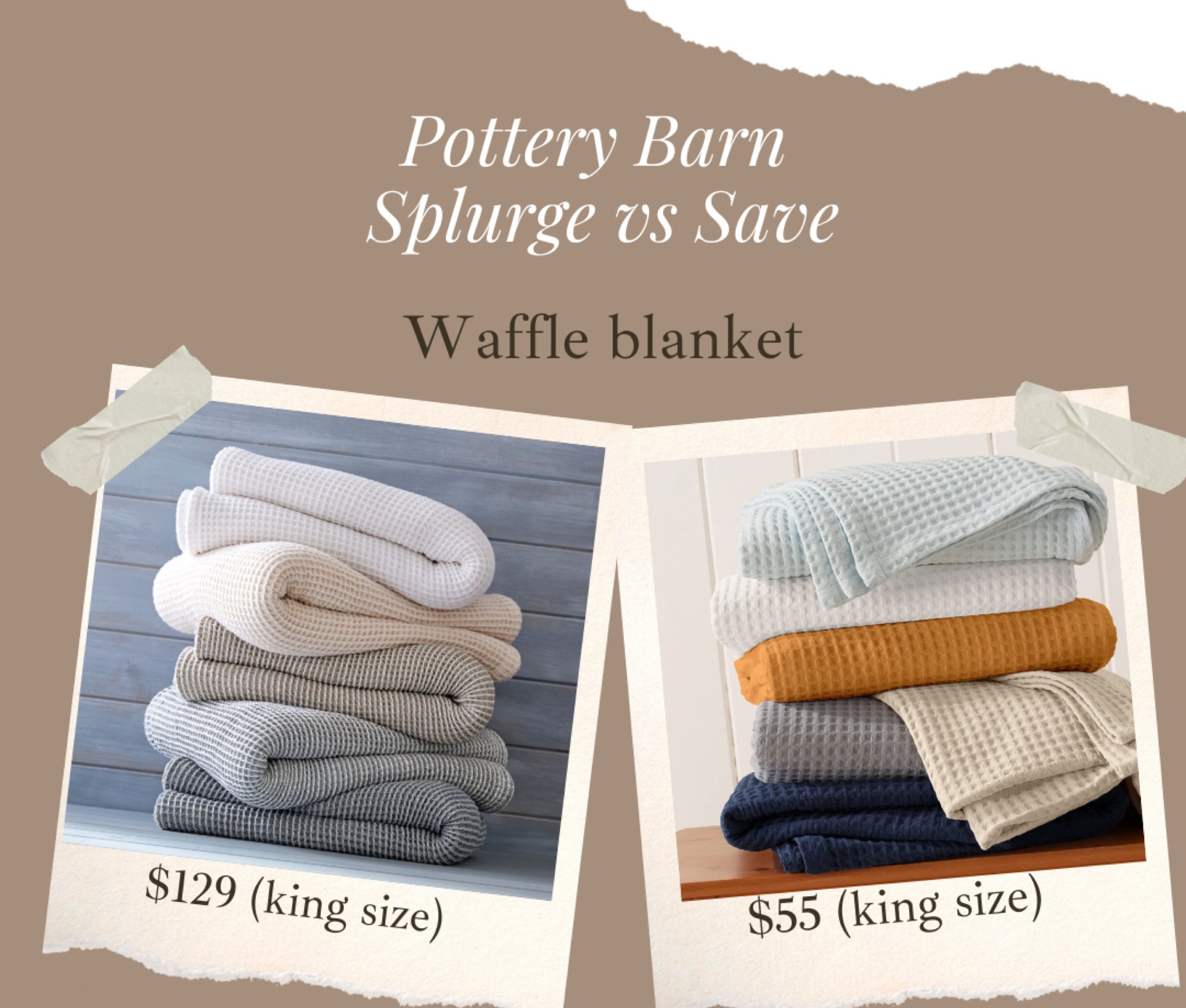 Near identical pottery barn waffle blanket. Highly rated too!! Lots of colors available and different sizes! 

Looks for less, home decor, neutral decor, modern decor, arhaus, looks for less, chandelier, accent furniture, accent chair, neutral aesthetic, arhaus, restoration hardware, throw blanket 