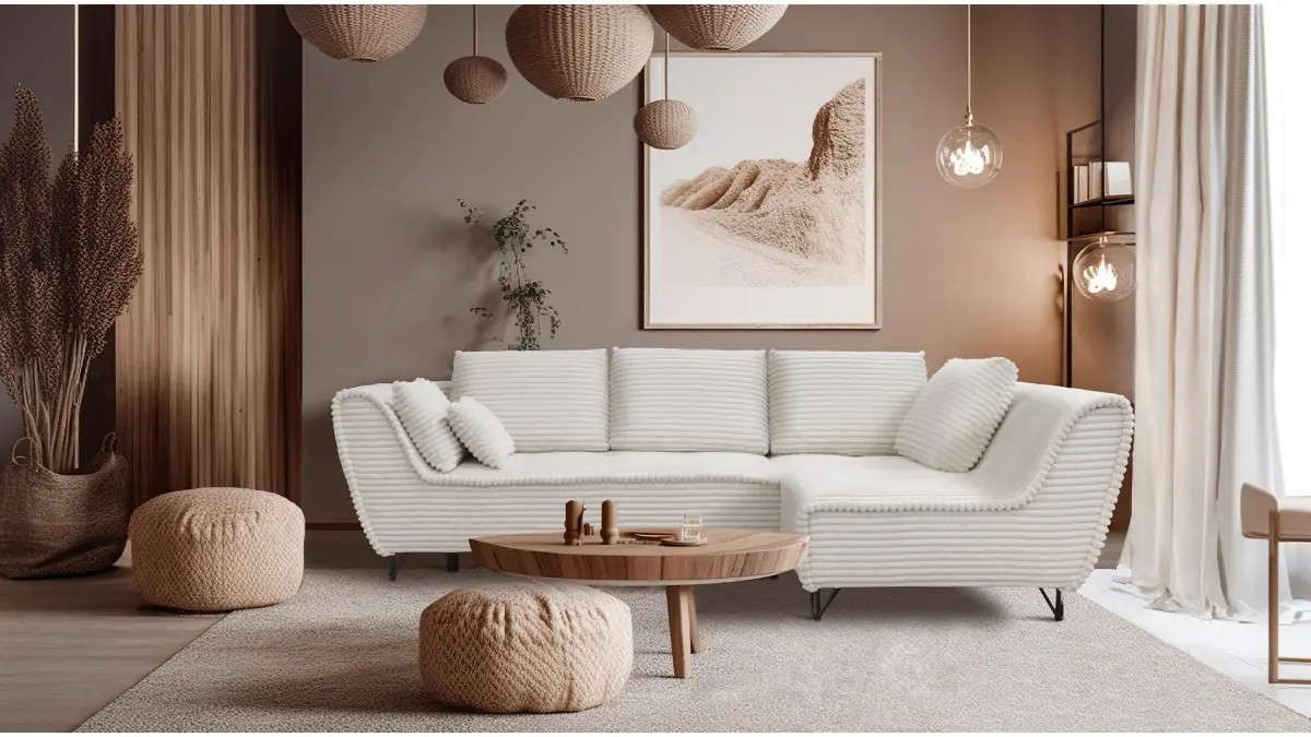 Canapé TAORMINA - Velours côtelé - Angle - Convertible - 4 places | SP - Affiliation - Canapés