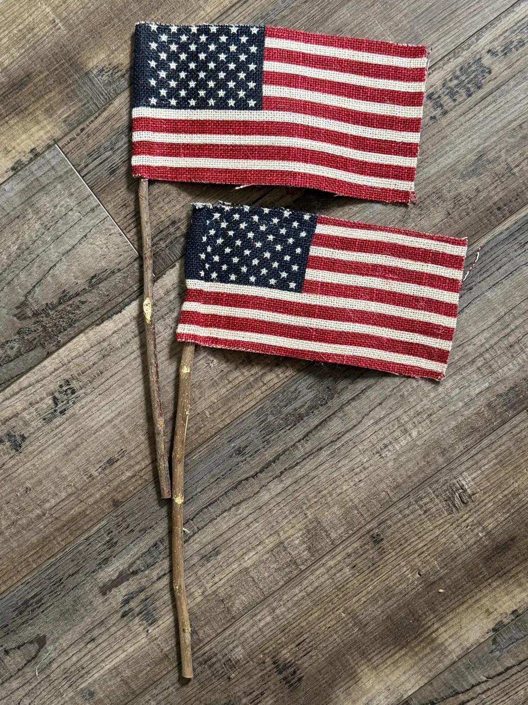 Rustic Americana Flag Picks-patriotic Burlap Flags on Twig-primitive Americana Flag Pokes-usa Fla... | Etsy (US)