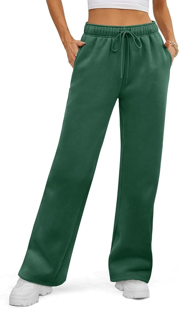 ATHMILE Womens Sweatpants 2025 Baggy Wide Fleece Lined Straight Leg Pants | Amazon (US)