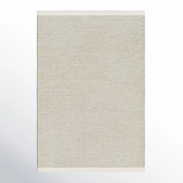 Rylee Solid Color Flatweave Wool Area Rug in Light Gray | Birch Lane