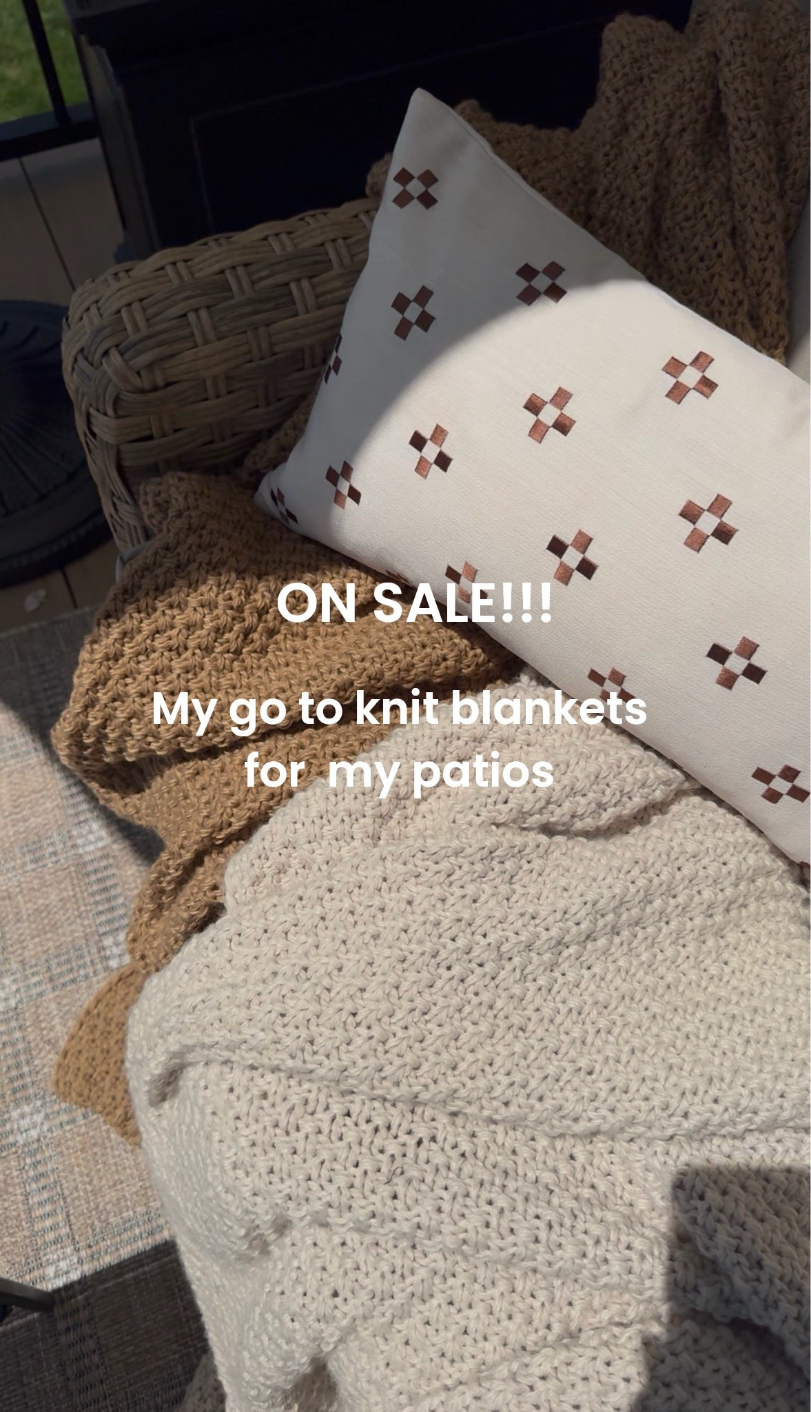 These are hands-down, my favorite they’re just the right way to keep outside on your porch. They’re actually on sale right now and they have so many pretty colors. Target knitted blanket.

#LTKHome