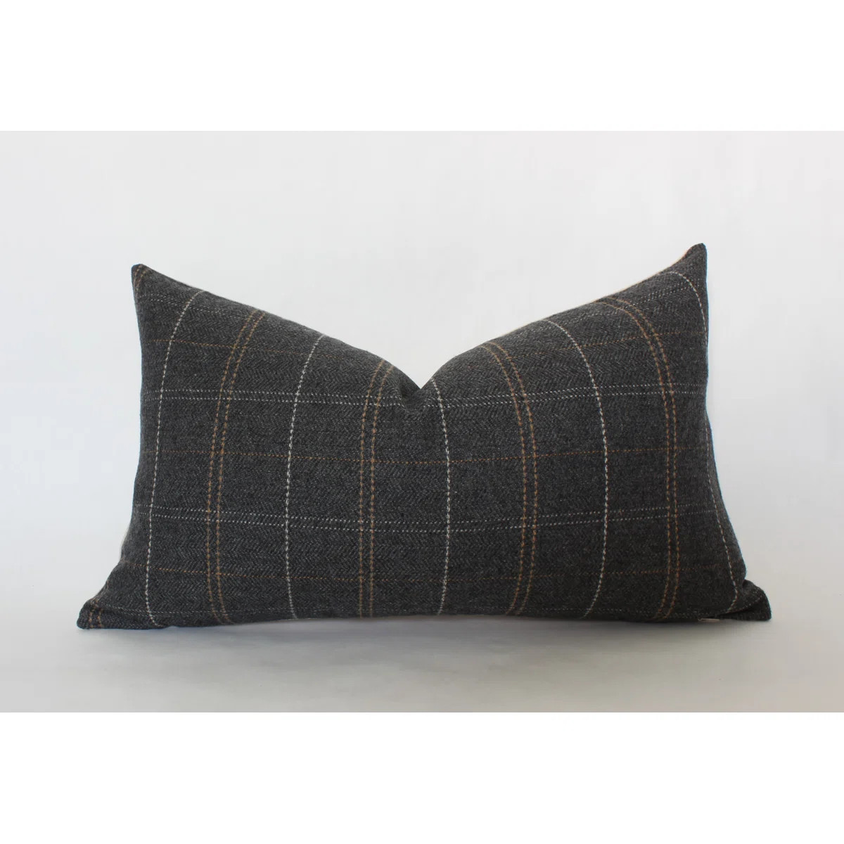 Plaid Throw Pillow, Dark Gray Pillow Cover, Black and Brown Windowpane Sofa Cushion | Wayfair North America