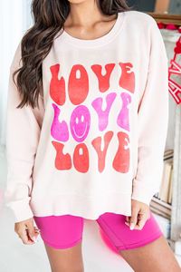 Love Love Love Pale Pink Graphic Sweatshirt | Pink Lily