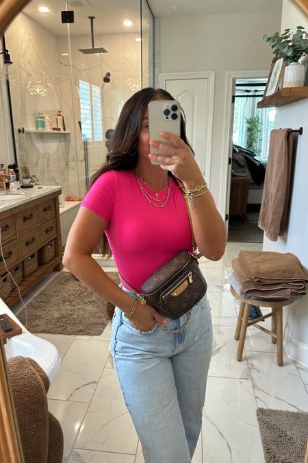 Amazon hot pink bodysuit 

Summer outfit 
Denim 
Abercrombie 
Summer style 
Finds under 50 
OOTD

#LTKFindsUnder50 #LTKFindsUnder100 #LTKStyleTip