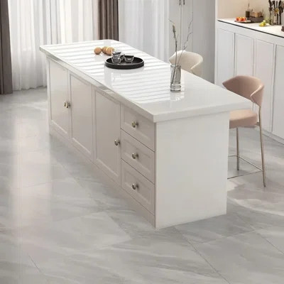 78.74" Marble Top Kitchen Island with Storage, No Assembly Required, for Home & Commercial Use | Wayfair North America