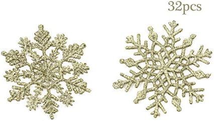 Halomouse Pack of 32pcs Plastic Glitter Snowflake Ornaments Christmas Hanging Decorations Holiday... | Amazon (US)