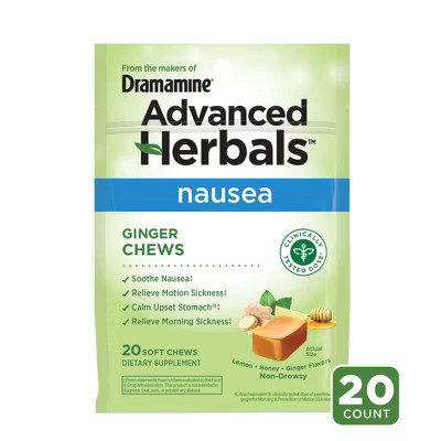 Dramamine Advanced Herbals Nausea, Morning Sickness Relief Soft Ginger Chews - 20ct | Target