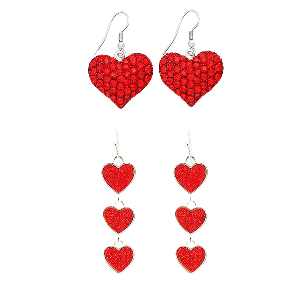 NUOLUX 2 Pairs Valentine's Day Gift Ear Dangler Fashion Festive Heart Shape Earrings | Walmart (US)