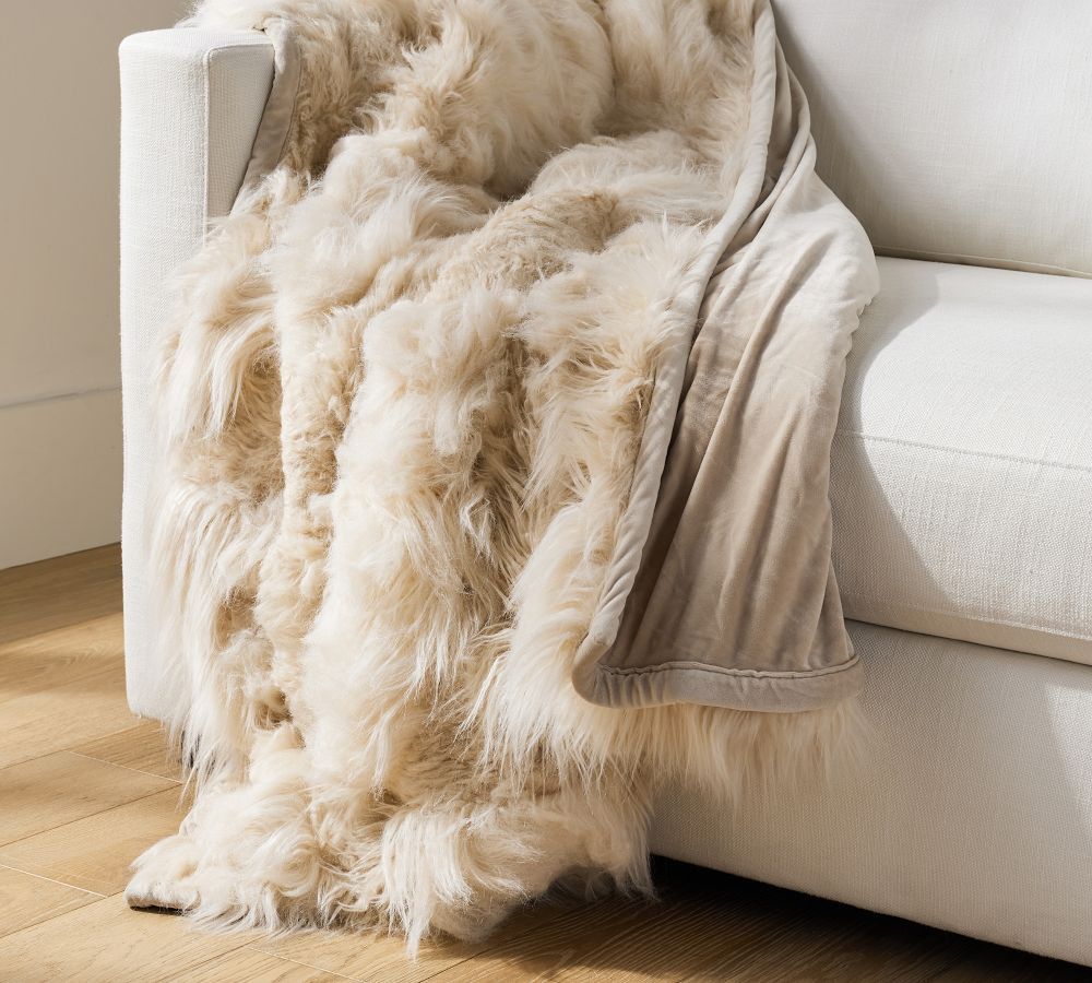Mongolian Patchwork Faux Fur Throw | Pottery Barn (US)