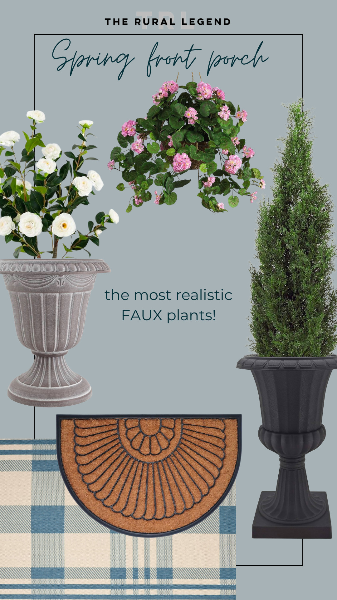 spring front porch filled with the most realistic faux plants and beautiful affordable planters! 

 #LTKSeasonal #LTKHome #LTKSaleAlert