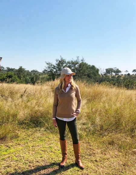 Safari bound?   Here’s the perfect outfit!

Cargo pants
White button down 
Tan sweater 
Brown knee boots 
Baseball cap 

#LTKStyleTip #LTKOver40 #LTKTravel