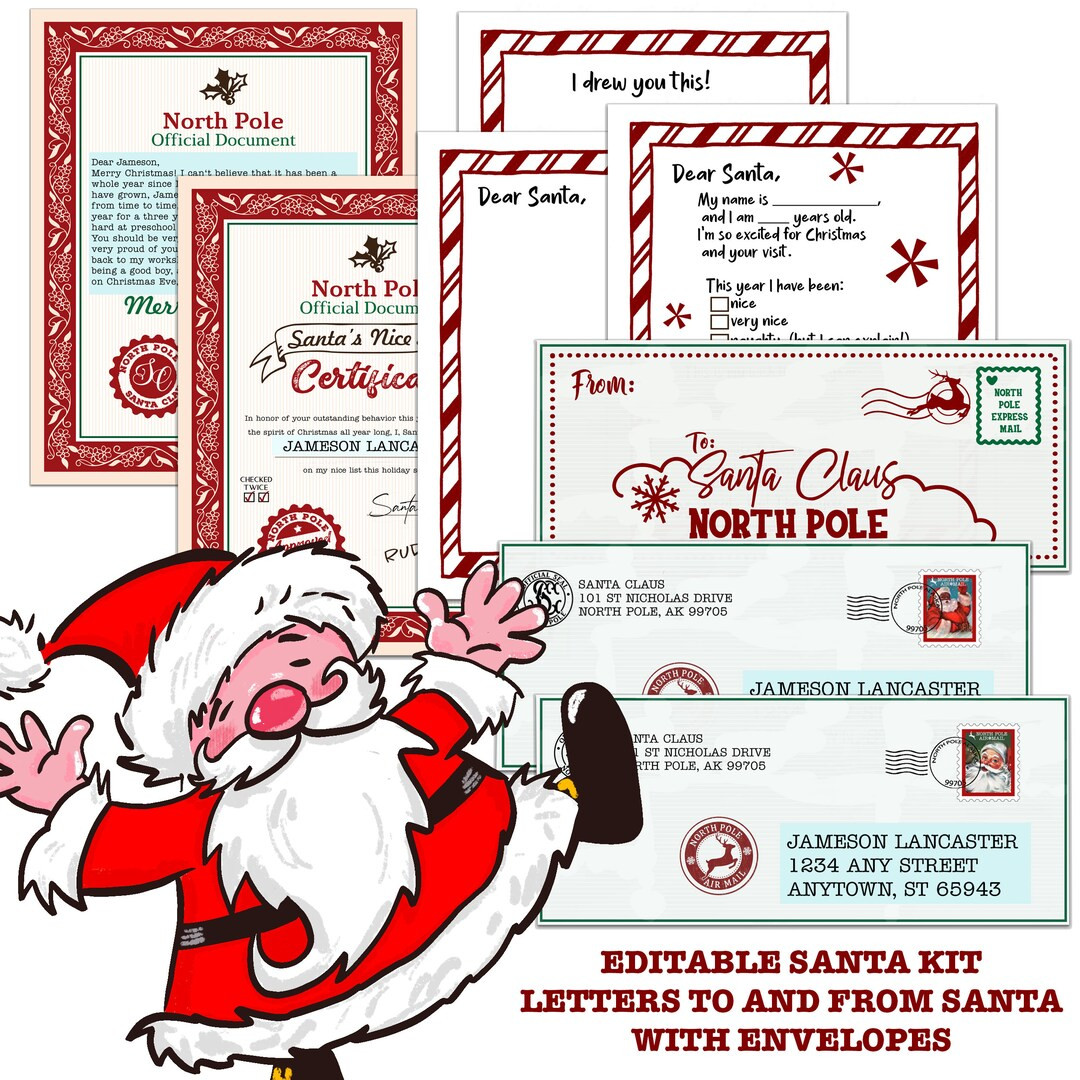Editable Santa Letter Kit | Letters to and From Santa With Envelopes - Etsy | Etsy (US)