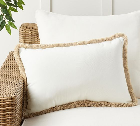 Sunbrella® Solid Fringe Outdoor Lumbar Pillow | Pottery Barn (US)