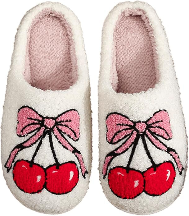 Womens Mens Plant Animal Fruit Slippers Retro Cozy Fluffy Plush Slipper Embroidered printing Warm... | Amazon (US)