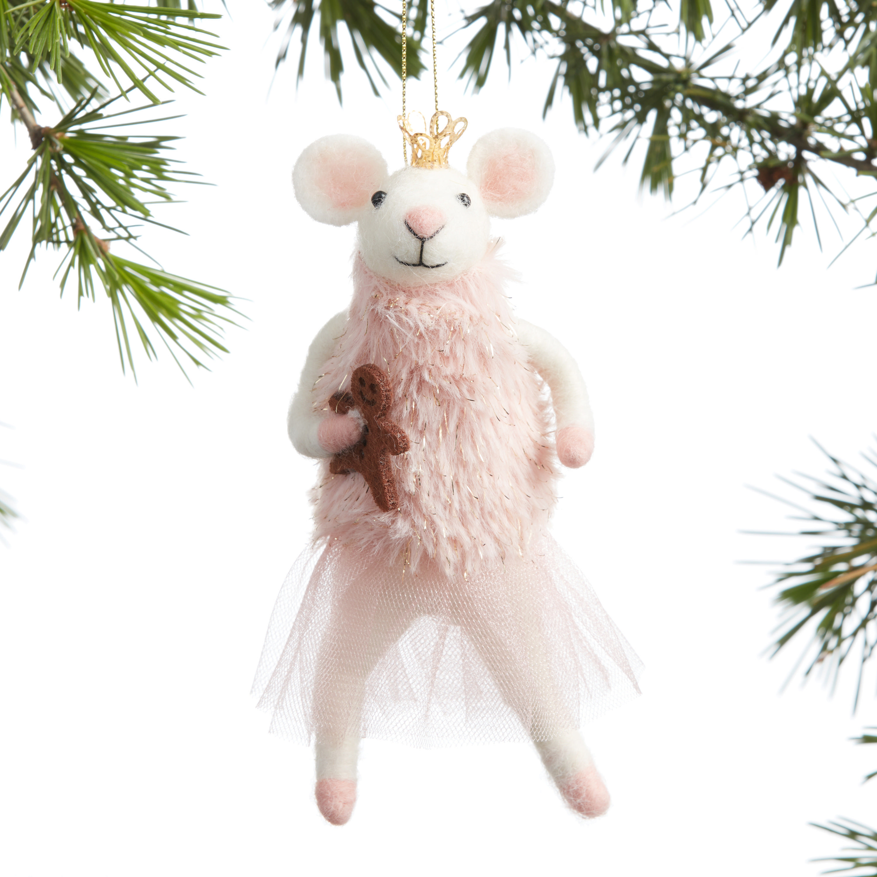Wool Ballerina Mouse Ornament | World Market
