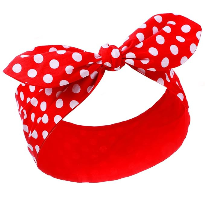 Costume Headband White Polka Dot Bandana Headband Wire Headband Halloween Dress up Retro Hairband... | Amazon (US)