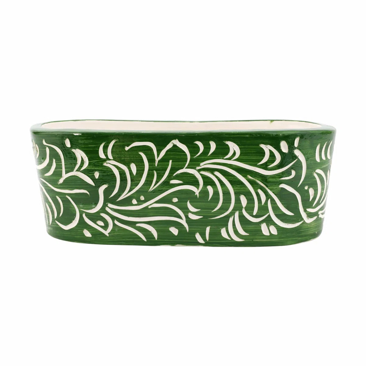 Rustic Garden Dark Green Scroll Oval Planter | Wayfair North America