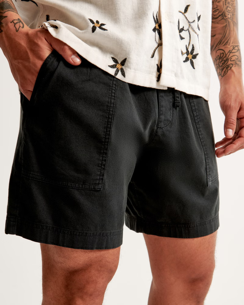 Relaxed Linen-Blend Pull-On Short | Abercrombie & Fitch (US)