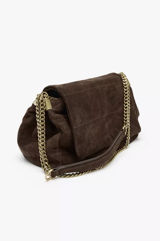 SPLIT SUEDE LEATHER SHOULDER BAG | Zara US