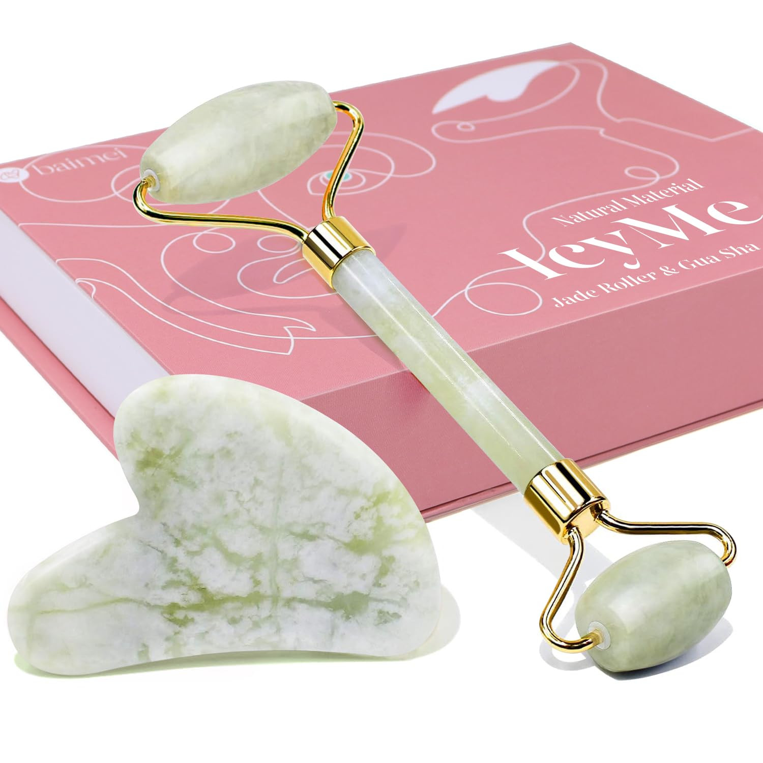 BAIMEI Jade Roller & Gua Sha Set Face Roller and Gua Sha Facial Tools for Skin Care Routine and P... | Amazon (US)