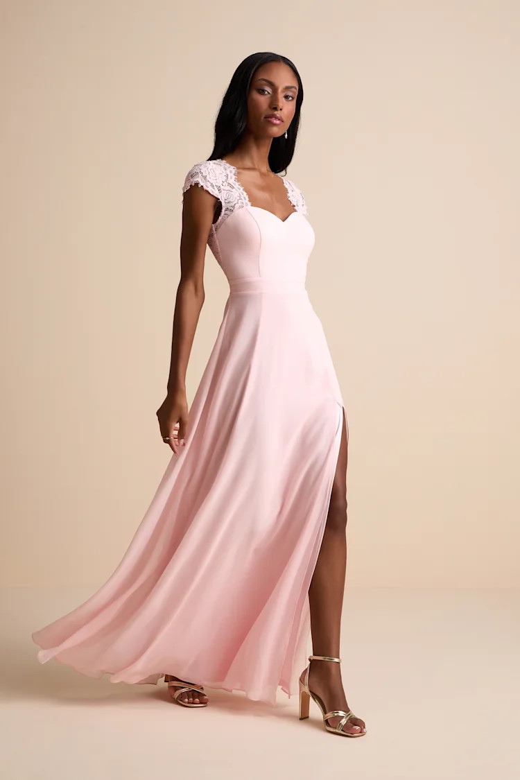 Momentous Moments Blush Pink Lace Backless Maxi Dress | Lulus