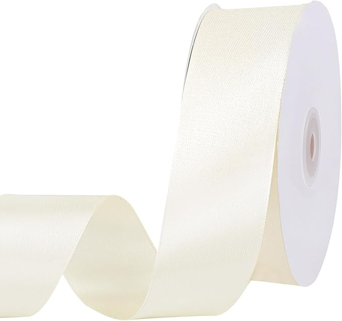Ivory Satin Ribbon 1 1/2 Inch 60 Yards Ivory Ribbon Cream Ribbon for Gift Wrapping Crafts Flower ... | Amazon (US)